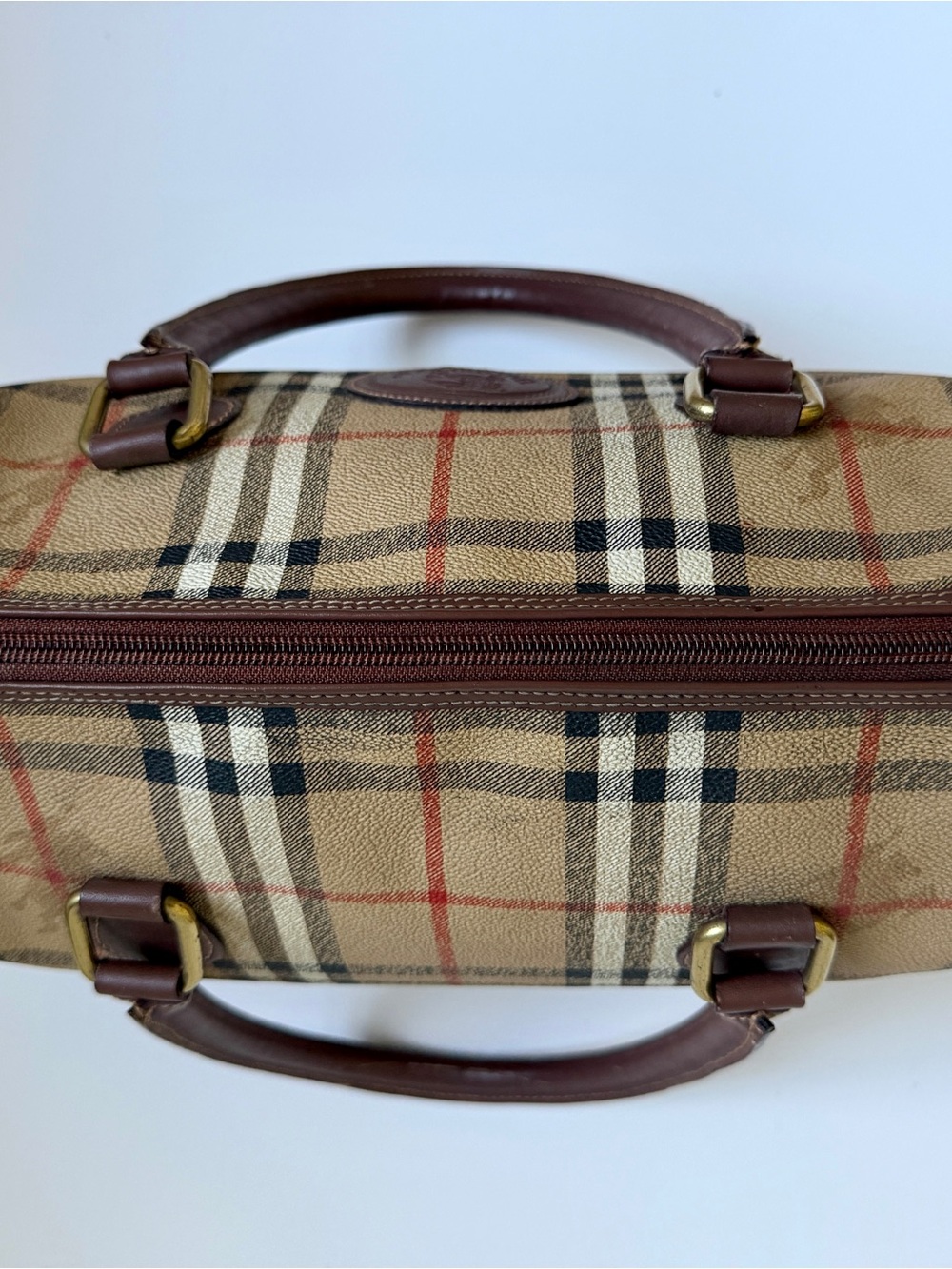 Authentic Vintage 80s / 90s Burberrys London Nova Check Boston Satchel Bag - Picture 11 of 14